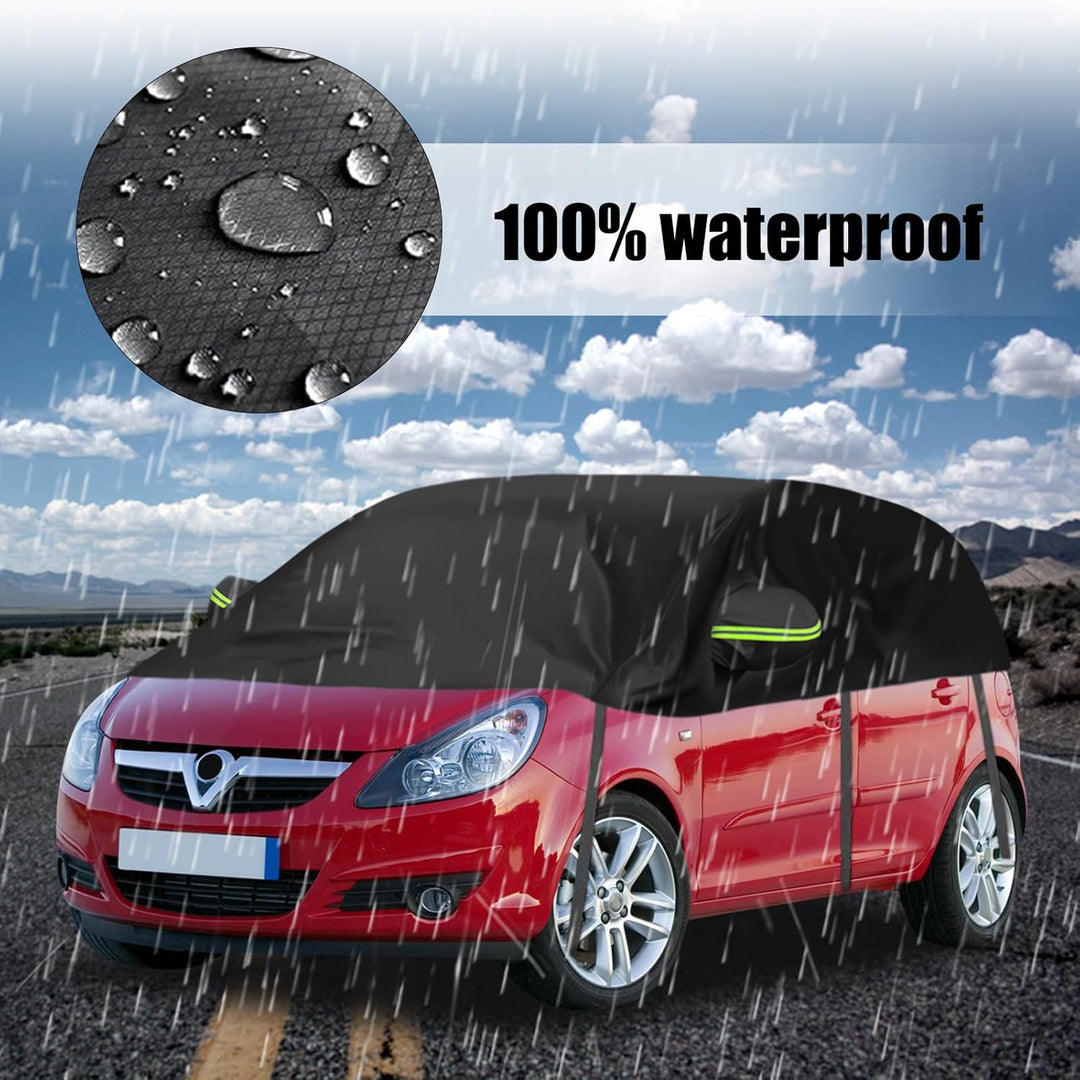 Autoabdeckung Schrägheck Universalmodell 338 * 150 * 49cm, Halbgarage Wasserdicht Ersatz für VW Golf