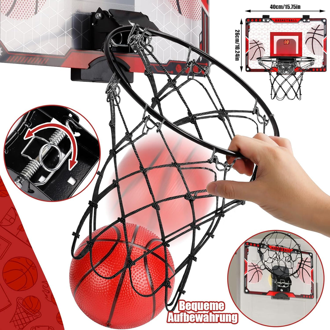 Joellfuner Mini Basketballkorb Indoor, LED Basketballkorb Kinder, Basketballkorb mit Elektronische A