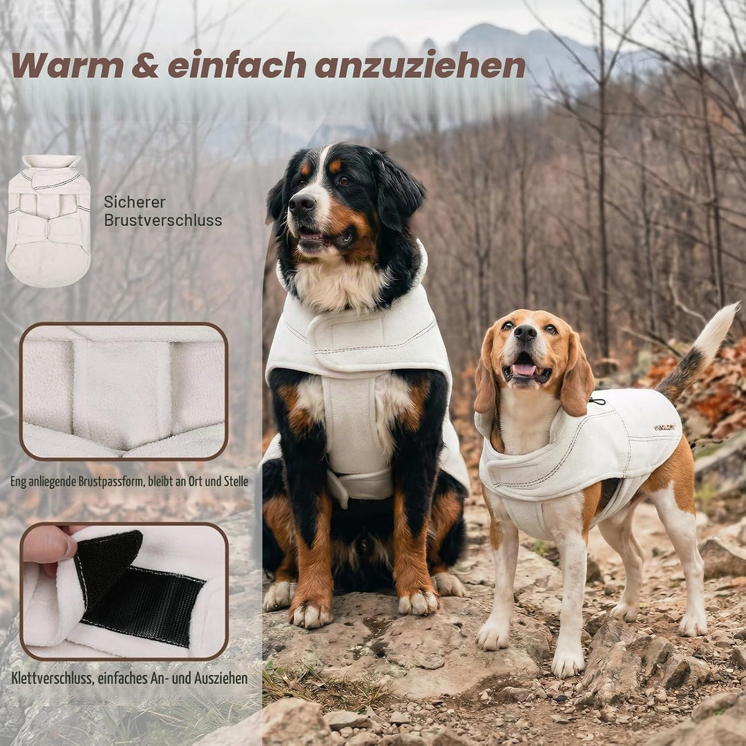VIVAGLORY Softpad Wintermantel Hund, Hundemantel Fleecemantel Hund, Fleecejacke mit Bauchschutz, Fle