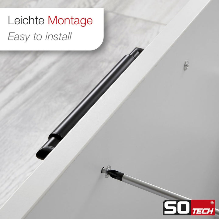 10 x SO-TECH® Möbelgriff Schubladengriff E9 echt Edelstahl schwarz matt BA 128 mm/Ø 16 mm mit Sockel