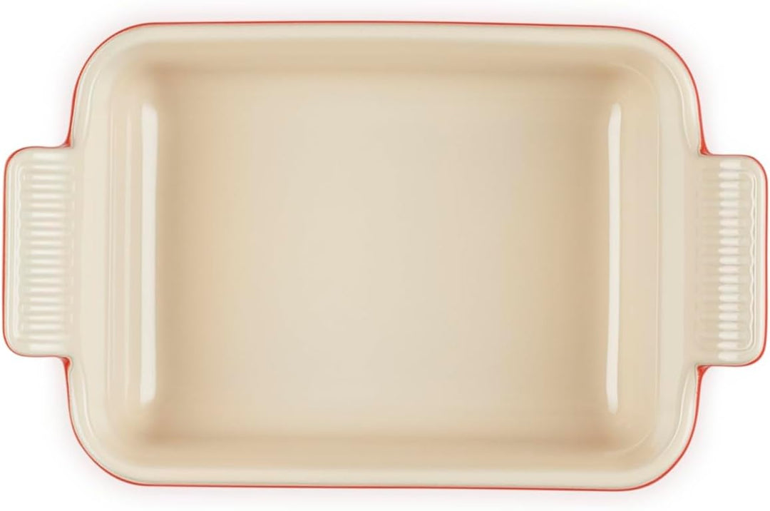 Le Creuset Rechteckige Auflaufform Tradition aus Steinzeug, 19 cm, 1.1 Liter, Kirschrot, 71102190600