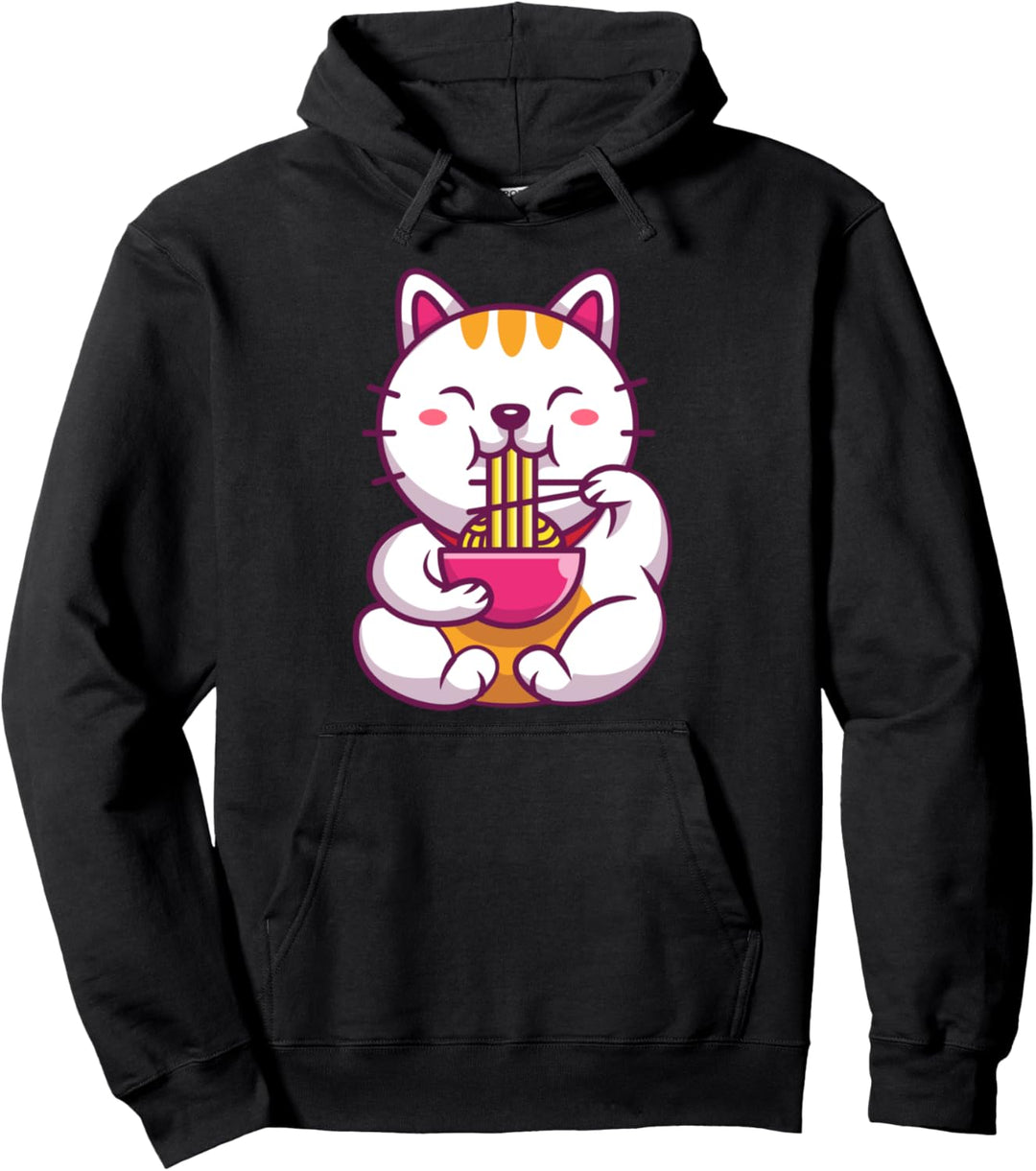 Ramen Shirt Cat T-Shirt Kawaii Anime Tee Japanisches Pullover Hoodie