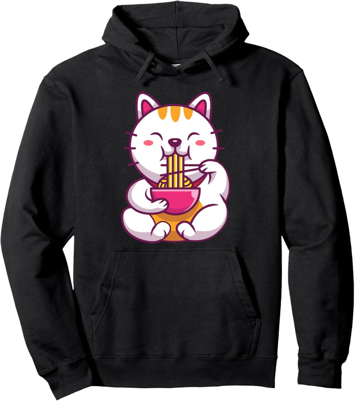 Ramen Shirt Cat T-Shirt Kawaii Anime Tee Japanisches Pullover Hoodie