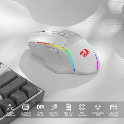 Redragon M991 Kabellose Gaming-Maus, 19.000 DPI kabelgebundene/kabellose Gamer-Maus mit Schnellfeuer