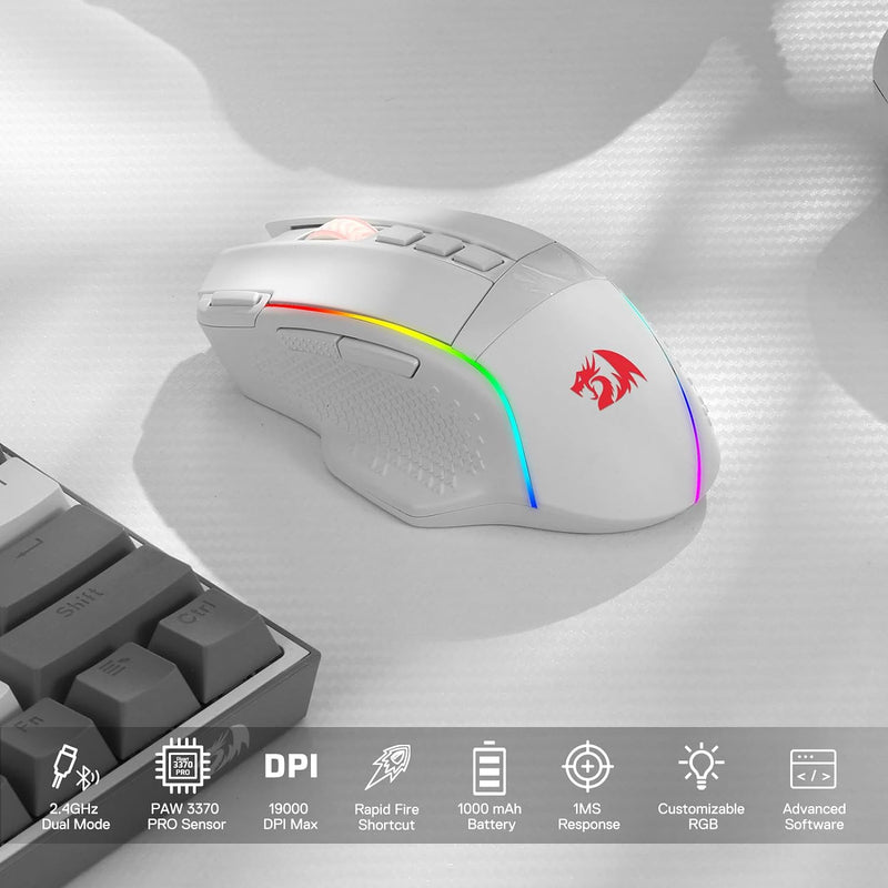 Redragon M991 Kabellose Gaming-Maus, 19.000 DPI kabelgebundene/kabellose Gamer-Maus mit Schnellfeuer