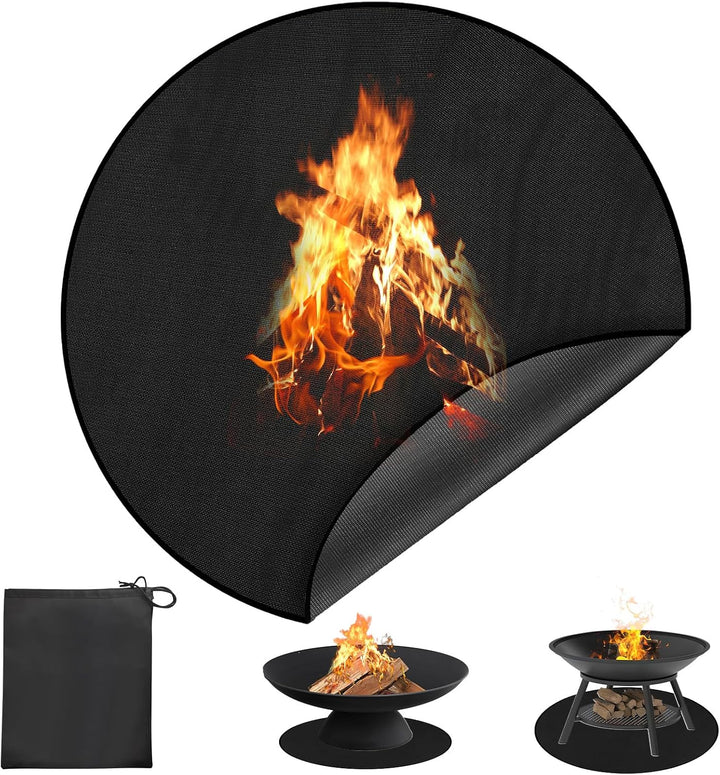 Rund Feuerfeste Unterlage, 97x97cm Feuerschutzmatte, 1093°C Feuerschalenmatte, 3 Schicht Aussenberei