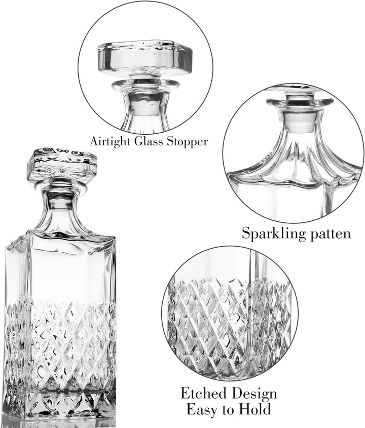 LIGHTEN LIFE Whisky-Dekanter 849, ml bleifreier Whisky Karaffe mit Stopfen in Geschenkbox,Kristall-S