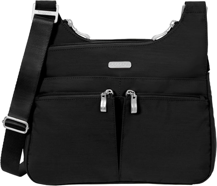Baggallini Cross-Over-Crossbody-Tasche – leicht, wasserabweisend Schwarz/Sand, Schwarz/Sand