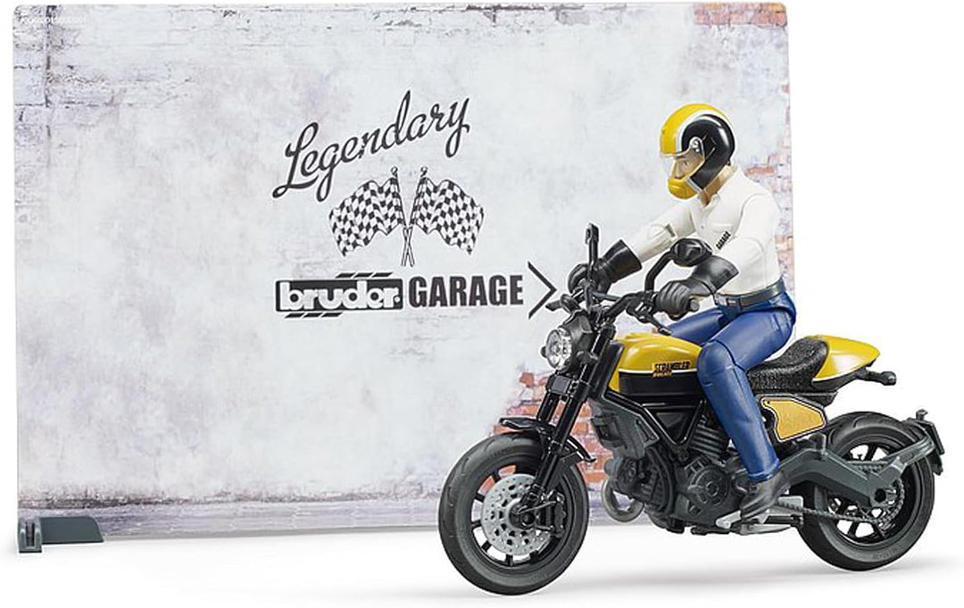 bruder 62102 - Bworld Motorradwerkstatt Scrambler Ducati Full Throttle mit Mechaniker - 1:16 Reparat