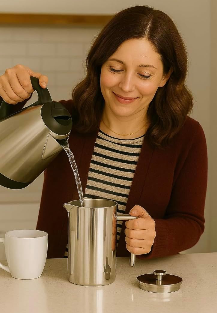 VIA CREMA FRENCH PRESS 800/1000ml Glass/Stainless steel (Edelstahl, 800ML /27OZ) 800ML /27OZ Edelsta