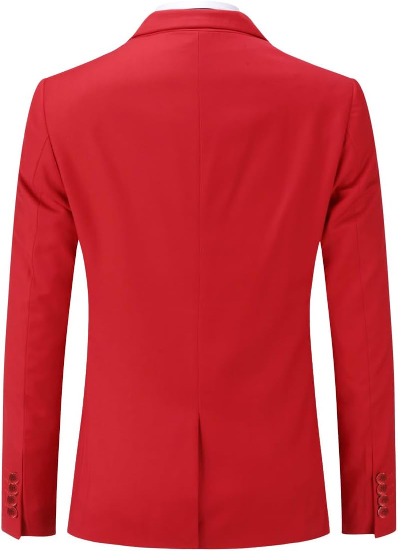 Anzug Herren 2 Teilig Slim Fit Herrenanzug Business Hochzeit Modern Anzüge Sakko Anzughose, L Rot