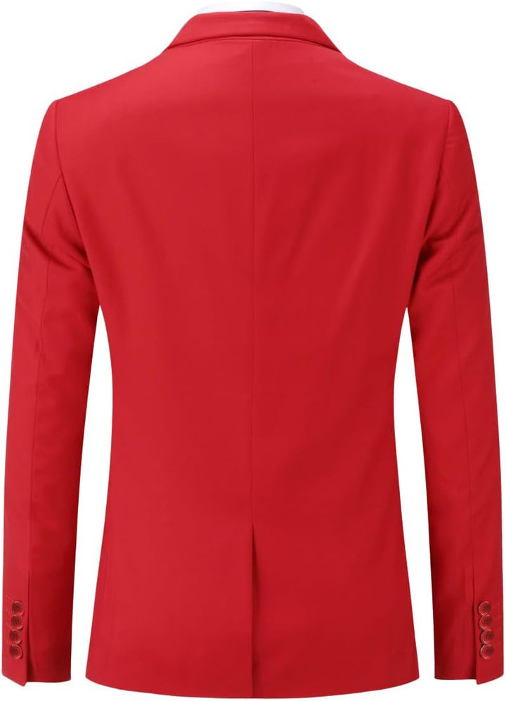 Anzug Herren 2 Teilig Slim Fit Herrenanzug Business Hochzeit Modern Anzüge Sakko Anzughose, L Rot