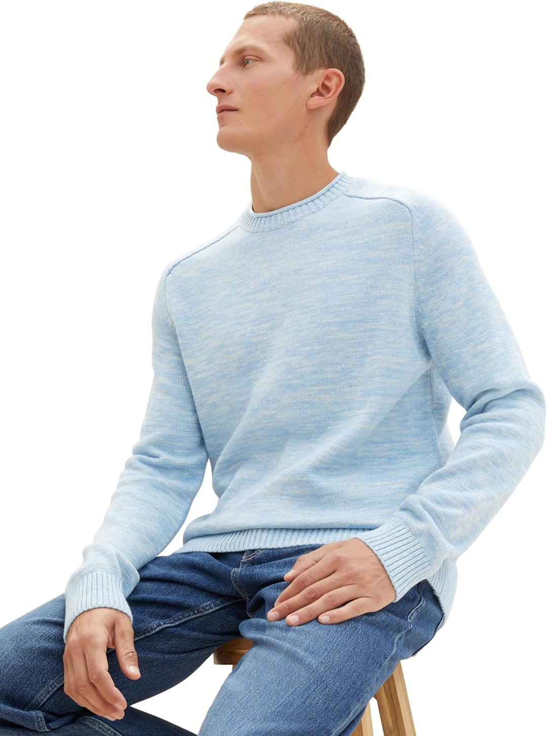 TOM TAILOR Herren Pullover, XXL 34253 - Washed Out Middle Blue Mouline