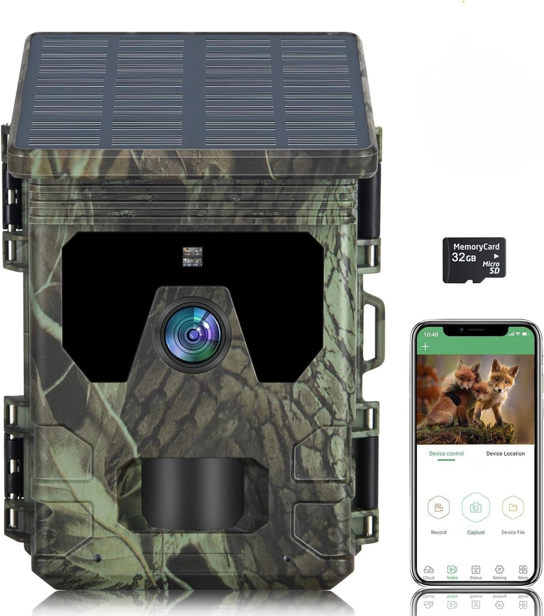 FunKind 4G Solar Wildkamera Handyübertragung App, 30MP 2K Wildtierkamera mit Nachtsicht Bewegungsmel