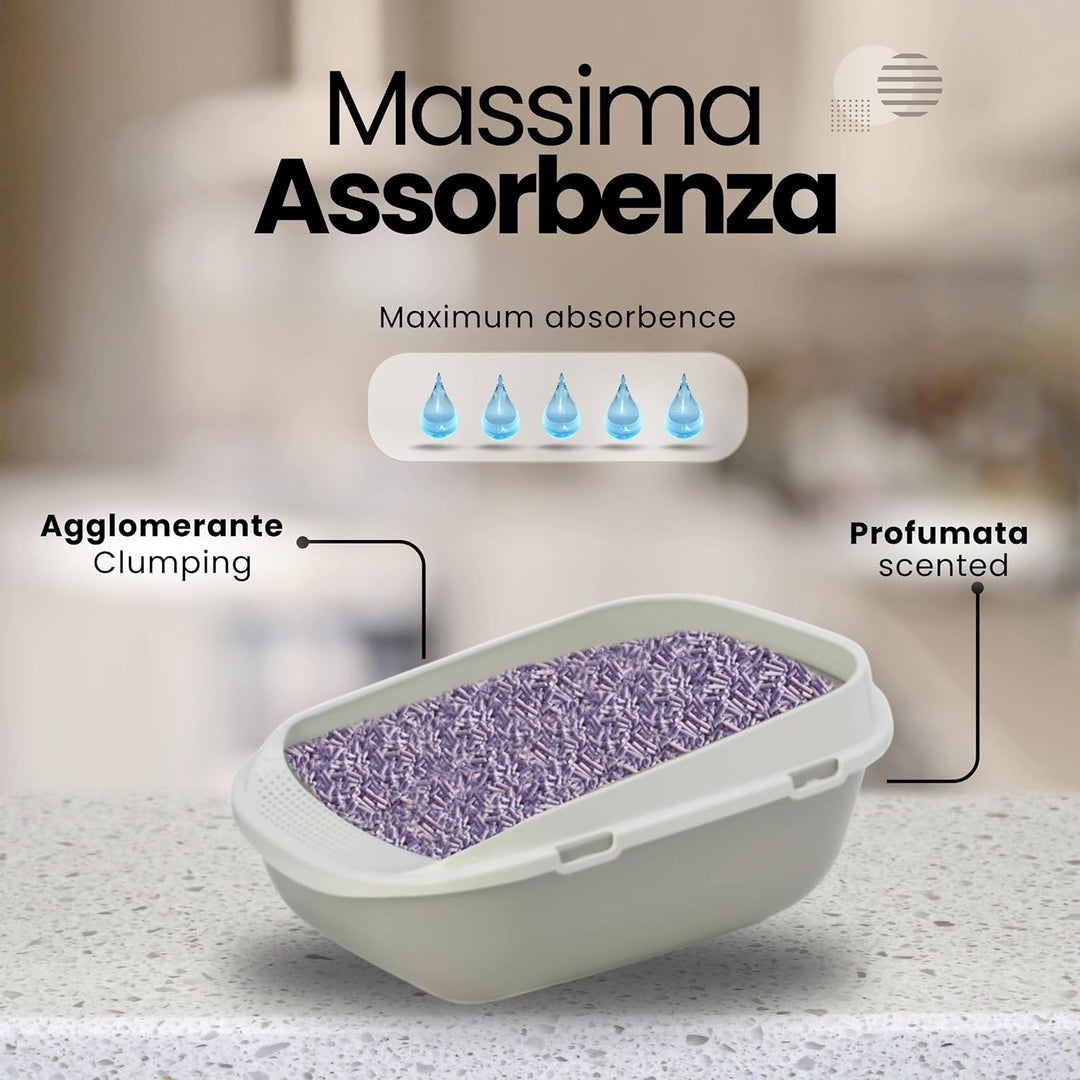 Naturalissima Katzenstreu, 2 kg, Lavendel, mit Erbsenfaser und Maisstärke, pflanzlich, biologisch ab