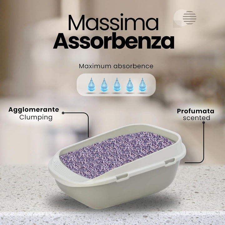 Naturalissima Katzenstreu, 2 kg, Lavendel, mit Erbsenfaser und Maisstärke, pflanzlich, biologisch ab