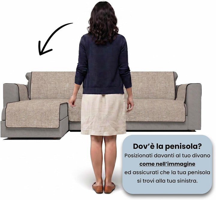 Komfort-Antigleiten-Sofa-Decke mit chaiselongue,240cm, Braun 240 cm Braun, 240 cm Braun