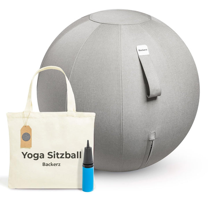 Sitzball Büro Ergonomisch 55 cm, Ergonomische Sitzmöbel für Büro und Heimbüro, Langlebiger Stoff, Gy