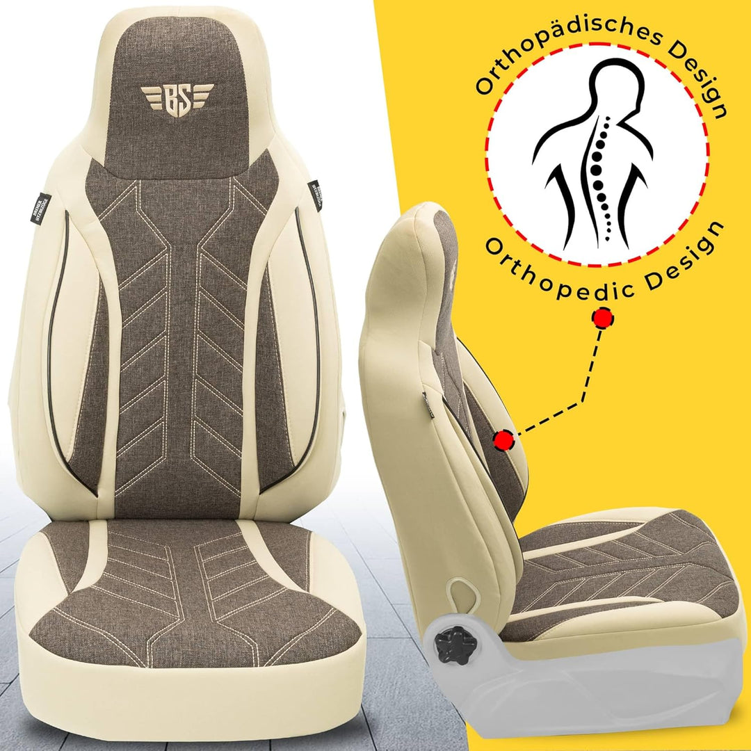 BREMER SITZBEZÜGE Mass Sitzbezüge Schonbezüge für Skoda Fabia Monte Carlo PLKT211 PLKT211 - Beige/Br