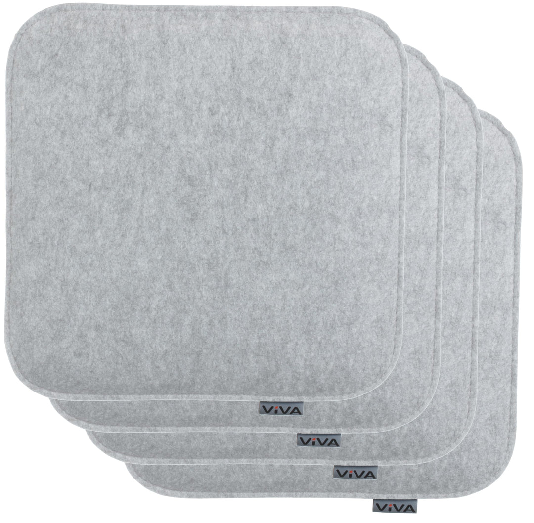 Brandsseller Sitzkissen Filz Eckig 4er Set 35x35x2 cm Stuhlkissen Sitzauflage Gepolstert Hellgrau 4
