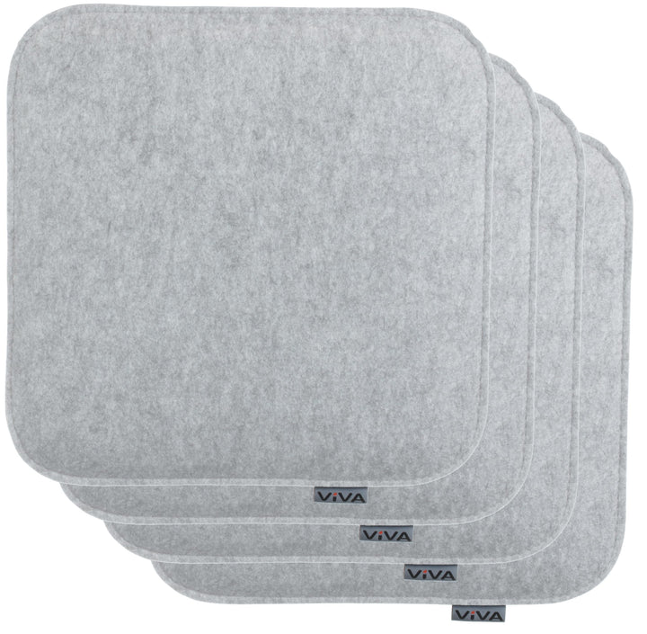 Brandsseller Sitzkissen Filz Eckig 4er Set 35x35x2 cm Stuhlkissen Sitzauflage Gepolstert Hellgrau 4