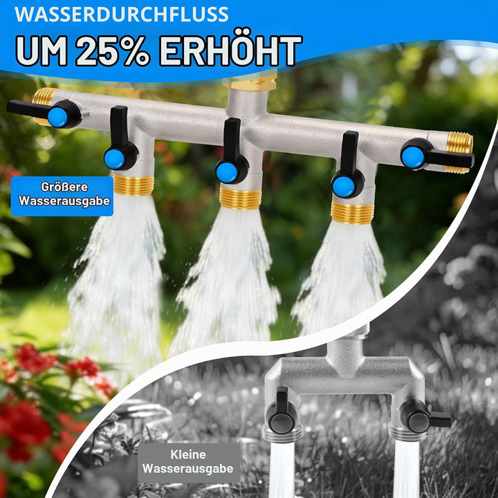 5-Wege Verteiler [Grosser Durchfluss], 3/4 Zoll Wasserhahn Wasserverteiler aus Vernickeltem Messing,