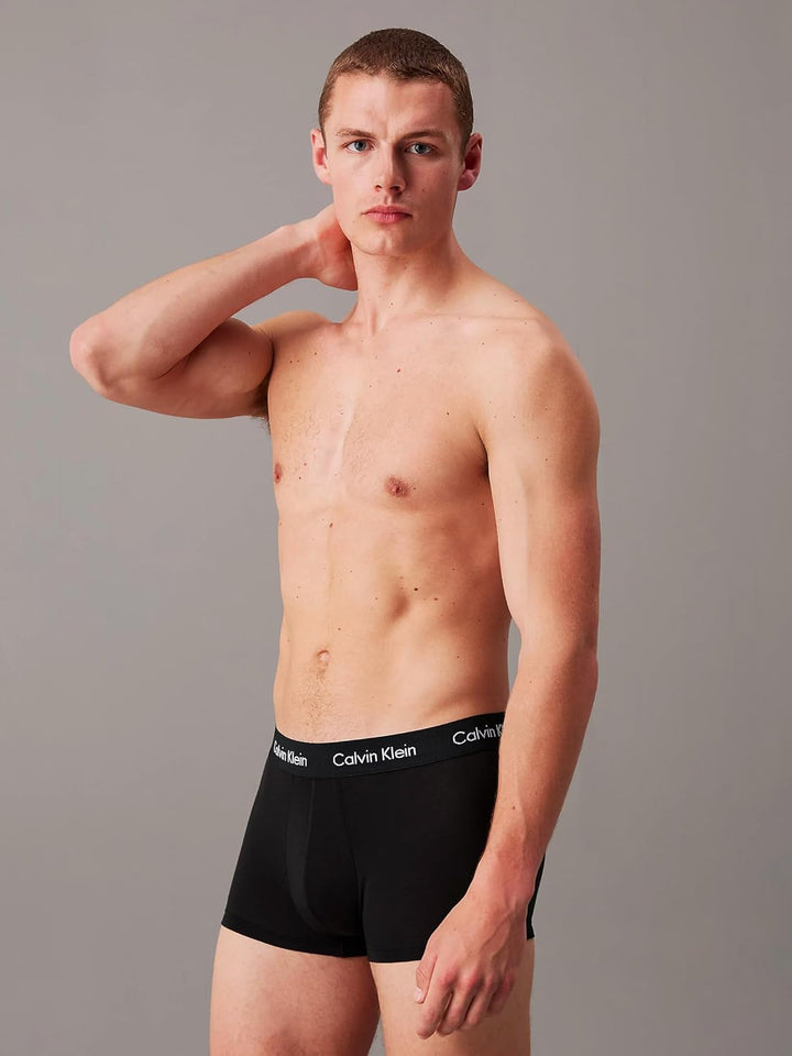 Calvin Klein Herren 3er Pack Boxershorts Trunks Baumwolle mit Stretch S Schwarz, S Schwarz