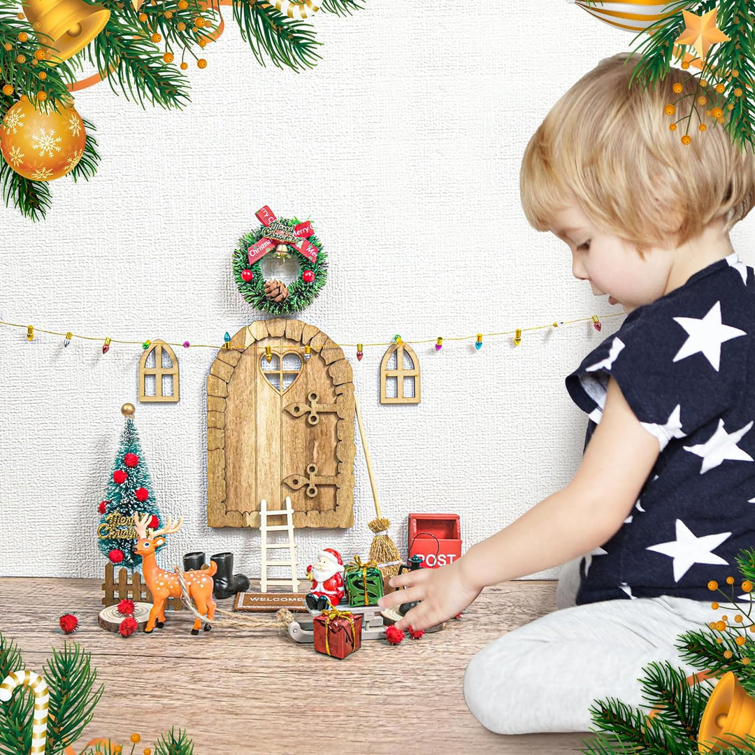 FFZZKJ Wichteltür Zubehör Weihnachten Set 46Pcs Weihnachtswichtel Tür Komplettset mit Licht Weihnach
