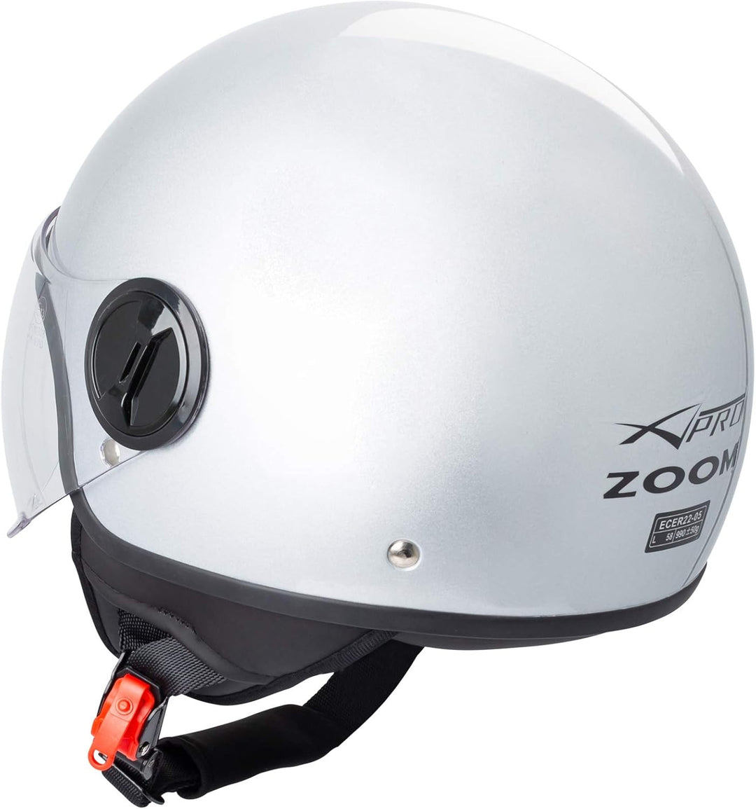 Motorradhelm Motorrad Roller Jet Helm Demi Avio Viser Homologiert SonicMoto 59 Silber, 59 Silber