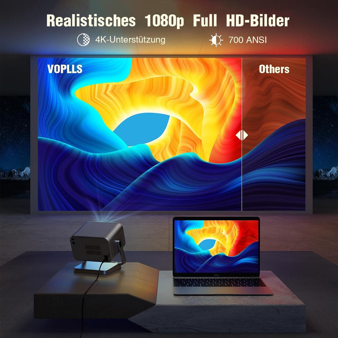 【Netflix vorinstalliert &amp; Dolby Audio】 VOPLLS Smart Beamer Autofokus/Trapezkorrektur Beamer 4K Heimk