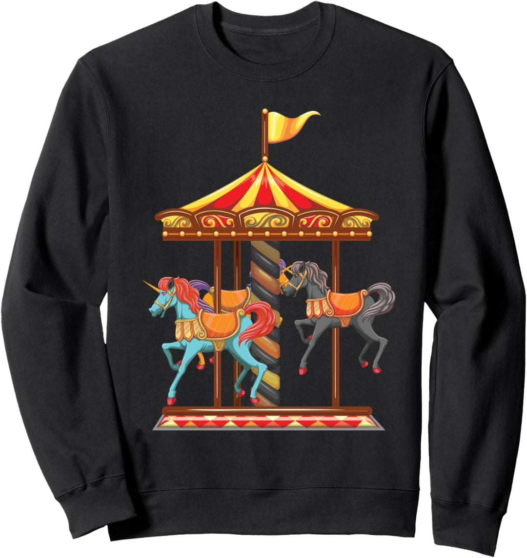 Kinder Karussell Pferd Thema Vergnügungspark Zirkusfahrt Sweatshirt