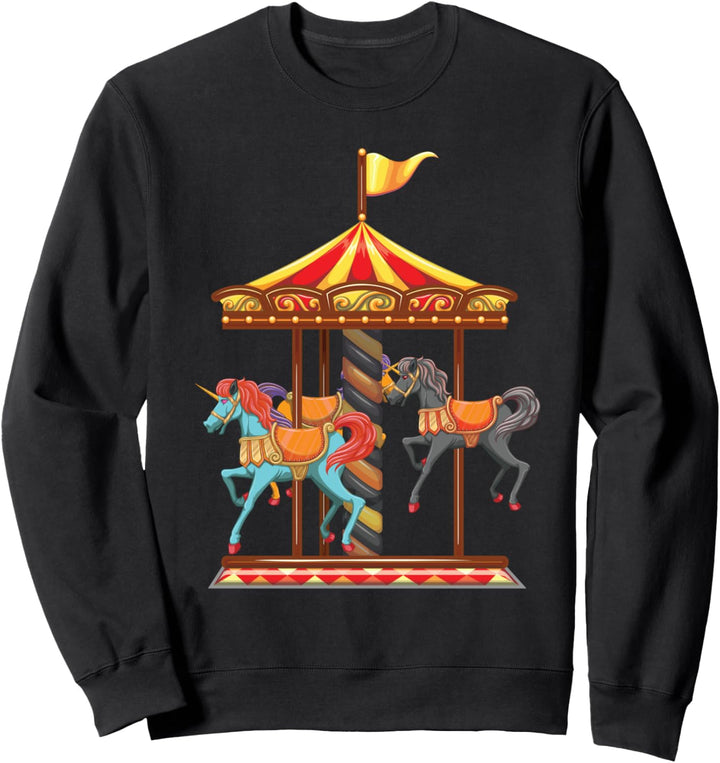 Kinder Karussell Pferd Thema Vergnügungspark Zirkusfahrt Sweatshirt