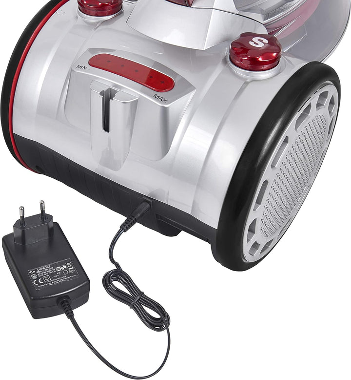 Exquisit Bodenstaubsauger BP 6401 SI | Akku-Betrieb | Beutellos | Kabellos | Silber | Rot | Bodensau