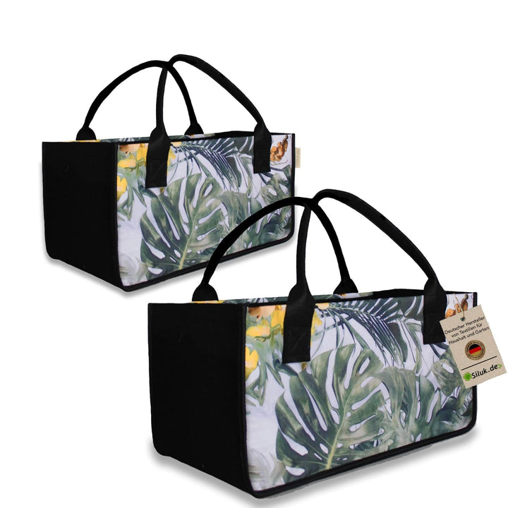 2 Stück Filztaschen Einkaufstasche Kaminholztasche Kaminholzkorb Filz Zeitungsständer Zeitungskorb (