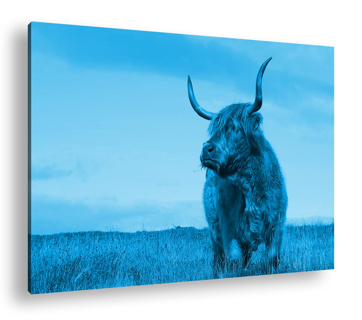 deyoli riesige Kuh auf einer Landschaft Format 80x60 Effekt: Monocrome Blau als Leinwandbild, Motiv