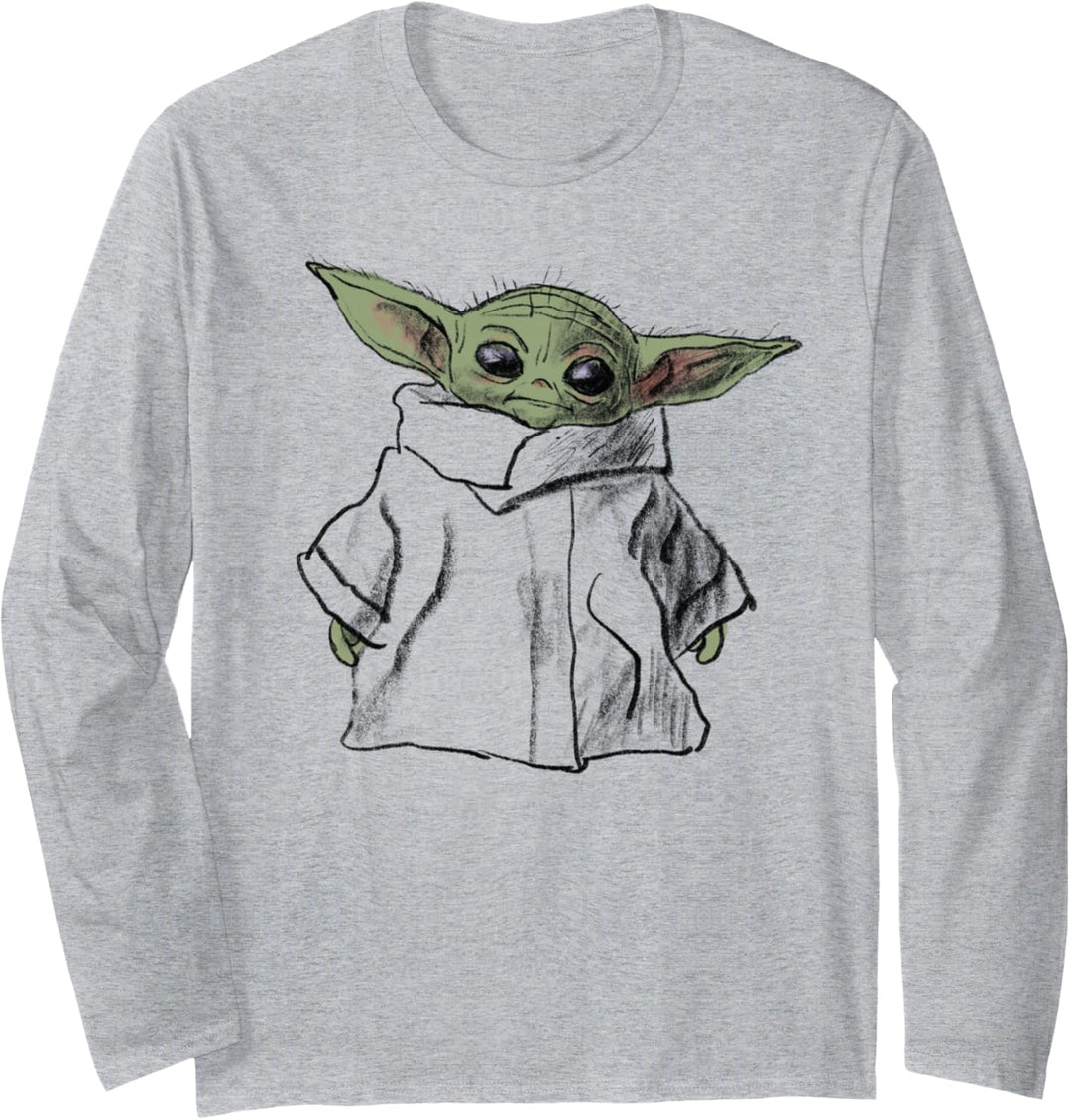 Star Wars The Mandalorian Grogu Zeichnung Langarmshirt