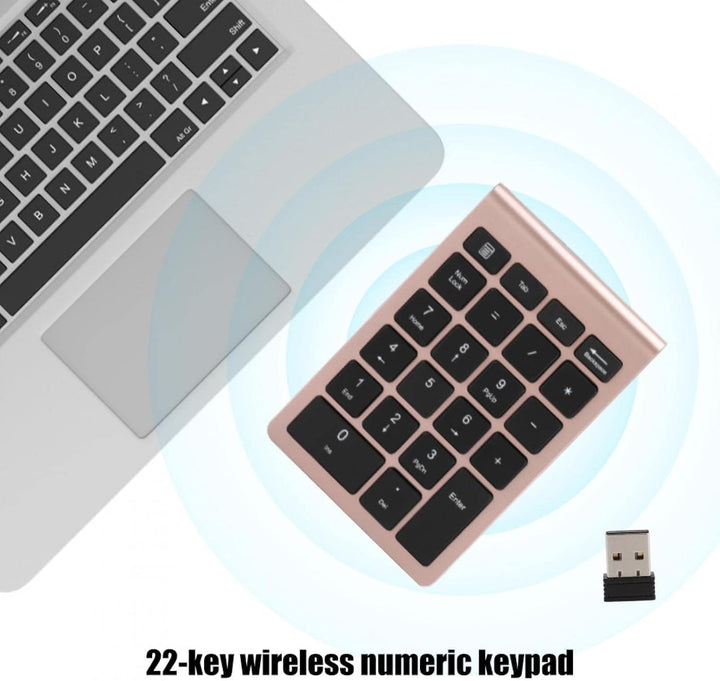 Ziffernblock, 22 Tasten 2,4G Numeric Keypad Ergonomisches Keyboard Ultra Dünn Kabellos ExternerNumme