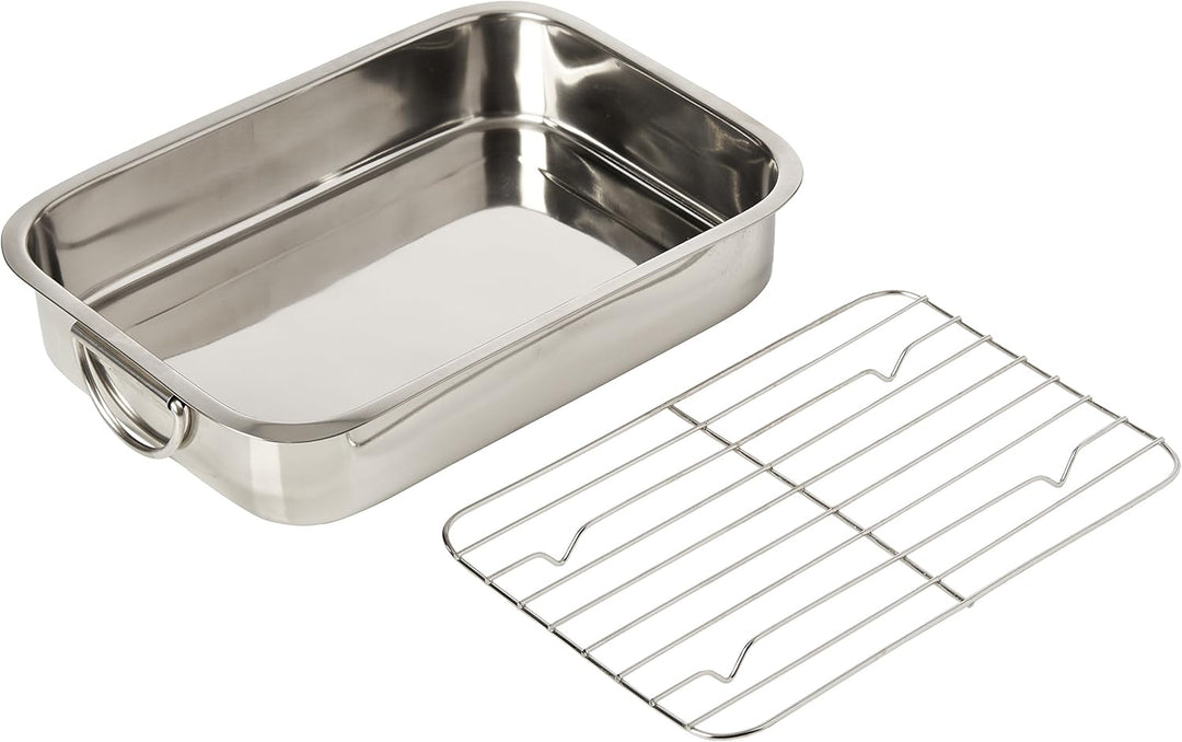 GSW 809306 Viereckpfanne mit Einsatz, Edelstahl, Silber, 30 x 25 x 6,1 cm