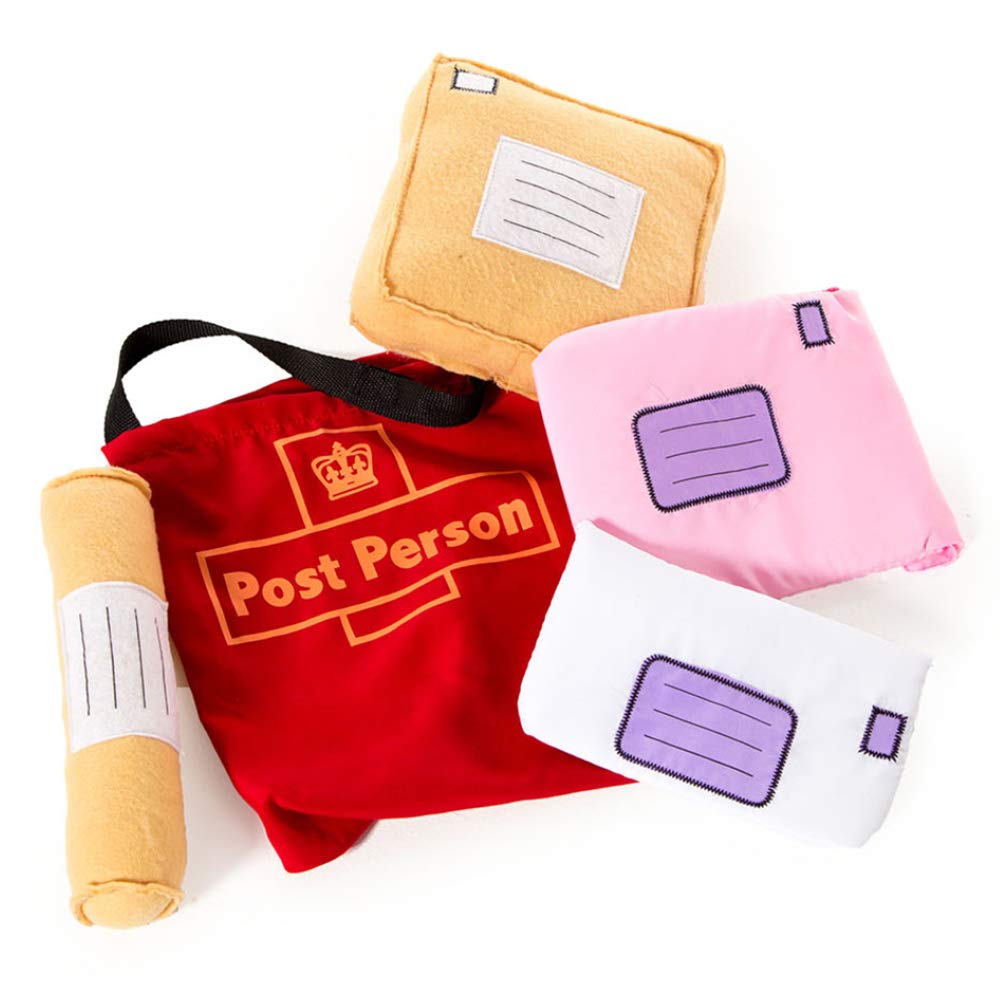 Pretend to Bee Postarbeiter Zubehör, Set mit 5 Weichen Paketen und Roter Posttasche, 18+ Monate Post