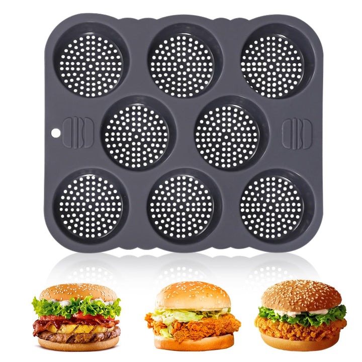 Silikon Backform für Burger Buns | Antihaft 8 Kavität Hamburger Brötchen Form | Wiederverwendbare Bu