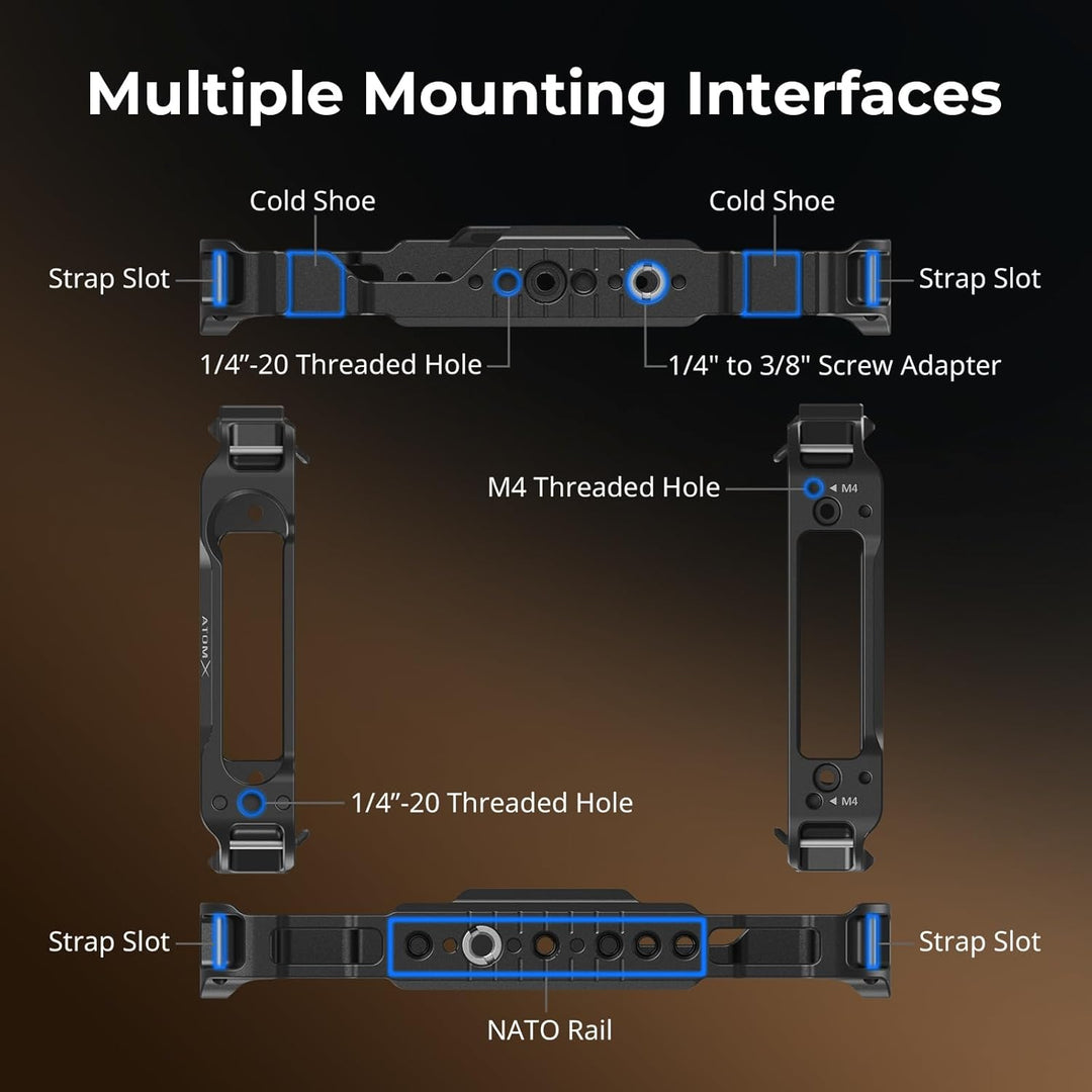 SMALLRIG Monitor Cage für Atomos Ninja V, Käfig mit Befestigungspunkten und SSD-Laufwerksperren - 22