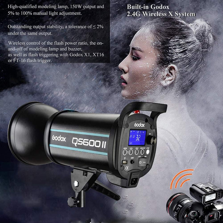 GODOX QS600II Profi Studio Mondlicht Strobe Blitz Licht 600Ws GN76 mit Modellierung Lampe Profession