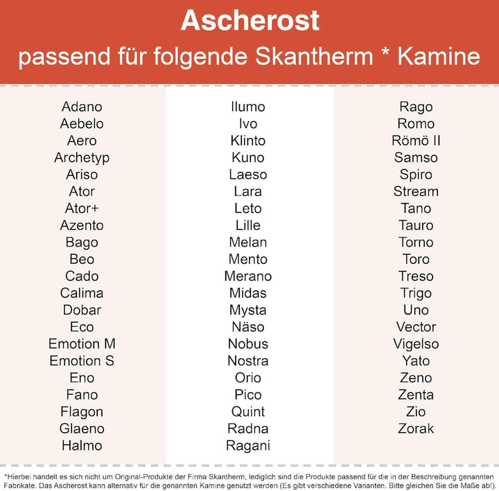 Kaminrost - Passend für Skantherm Kaminöfen inkl. Modellübersicht - Ascherost Kamin aus massivem Sta