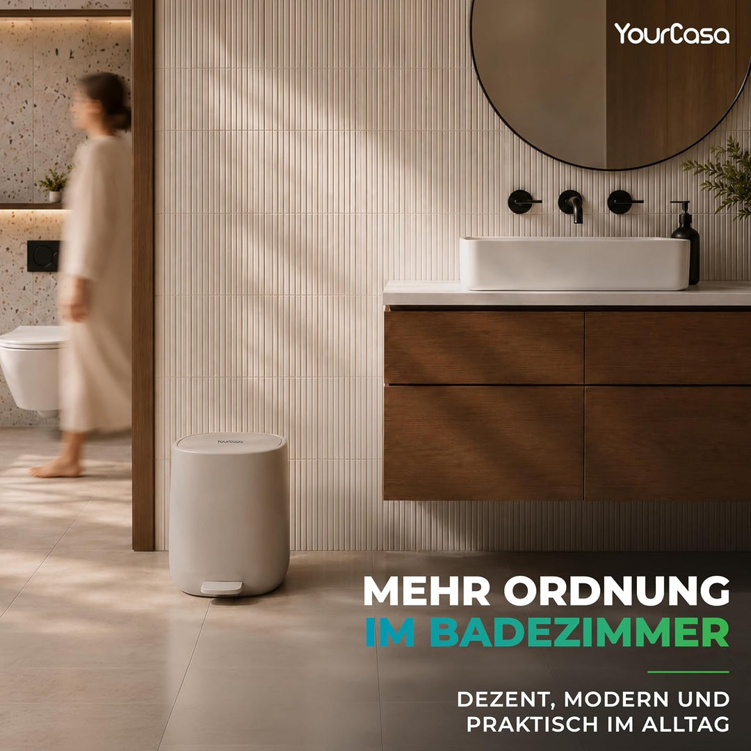 YourCasa Mülleimer Bad [5L] - Elegantes Design - Badeimer - Kosmetikeimer Badezimmer Klein - Badmüll