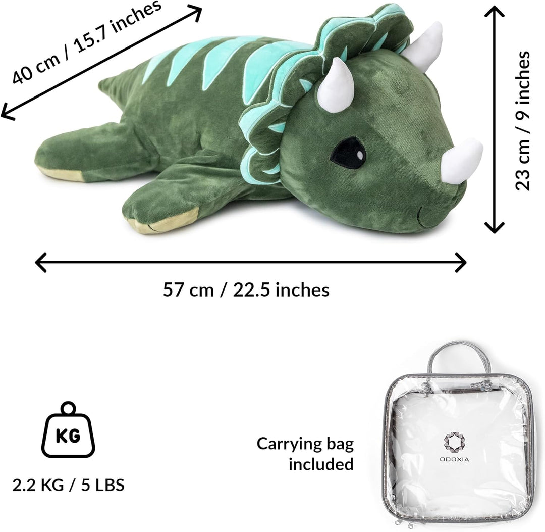 ODOXIA Gewichtskuscheltier Dinosaurier | 2,3 kg Anxiety Weighted Dino Plüschtier für Kinder & Erwach