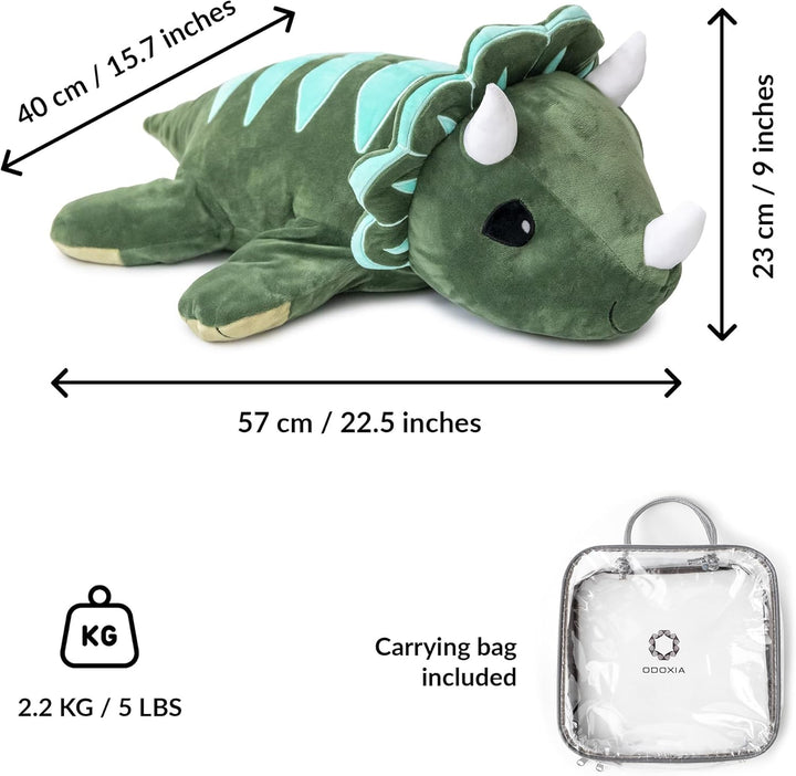 ODOXIA Gewichtskuscheltier Dinosaurier | 2,3 kg Anxiety Weighted Dino Plüschtier für Kinder & Erwach