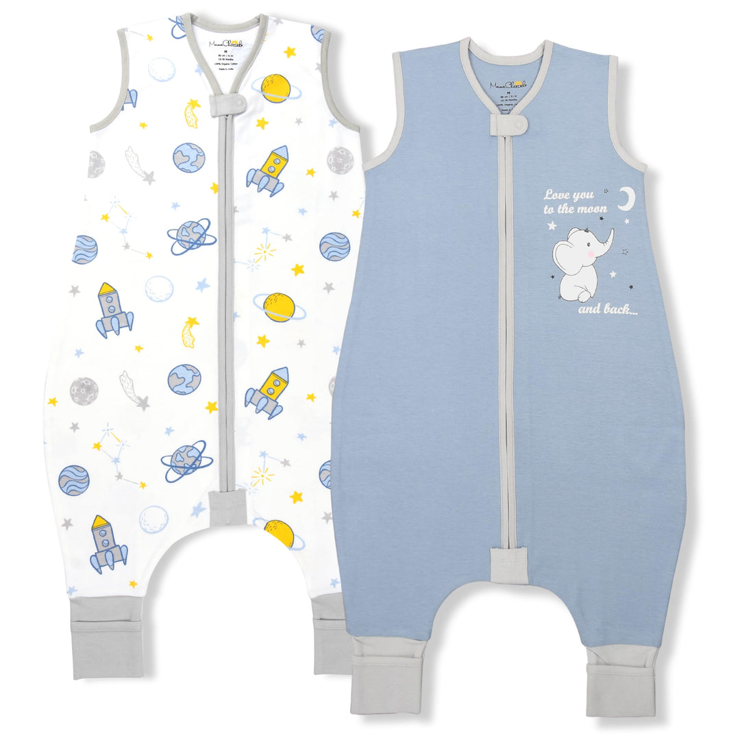 Mama Cheetah Kleinkind Schlafsack mit Füssen 3T-4T, 0,5 TOG Bio-Baumwolle Baby Wearable Decken mit B