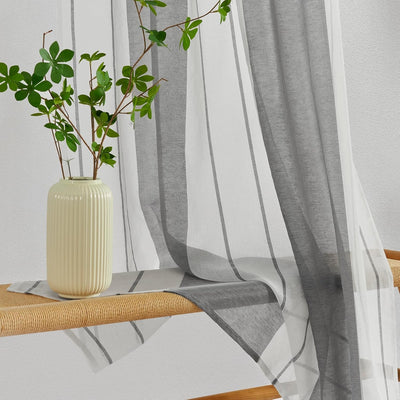 MRTREES Gardinen mit Kräuselband Gestreift Vorhänge vorhänge Schlafzimmer Modern Vorhangschals 2er S