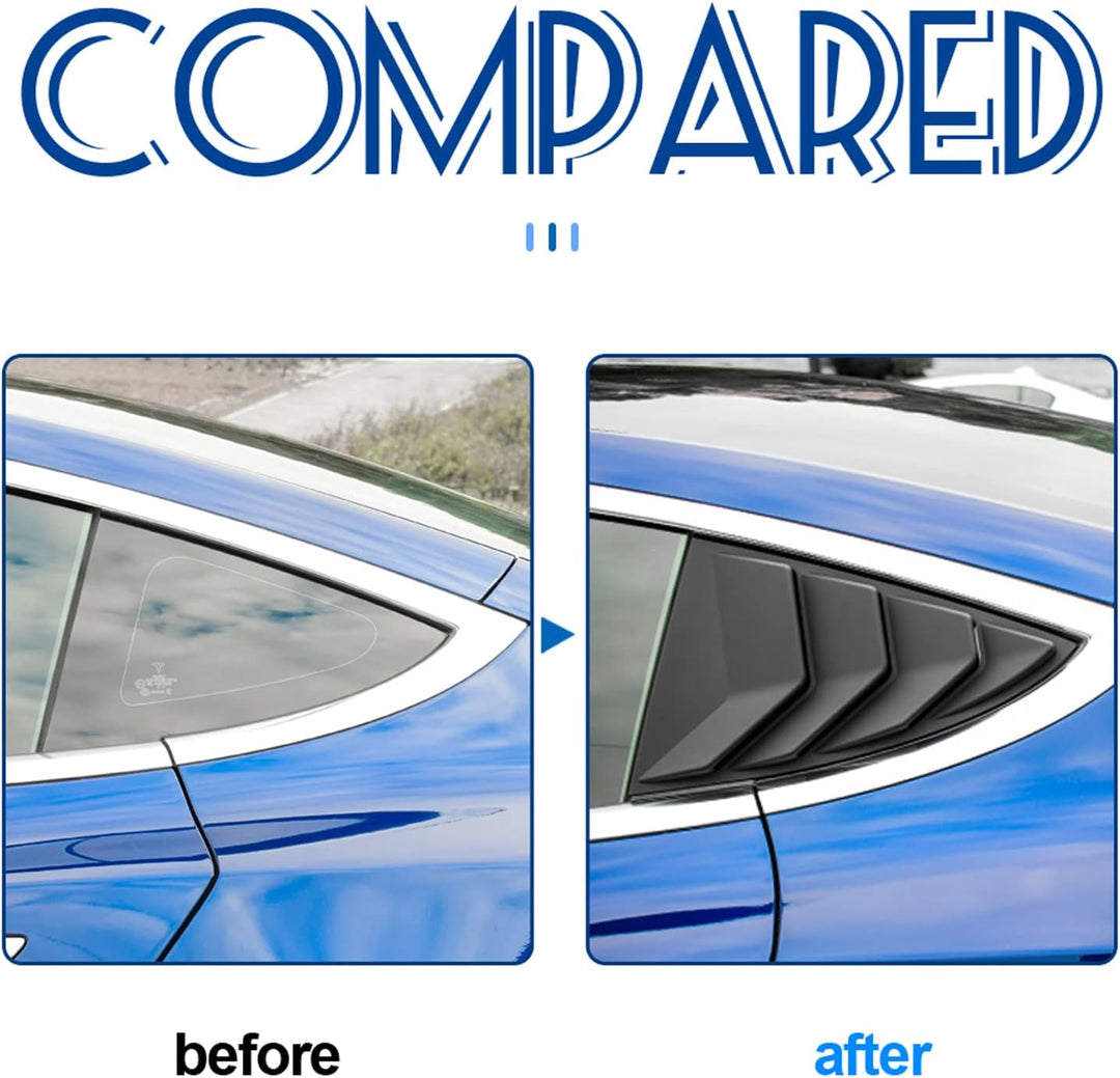 KUNGKIC Rear Side Window Louvers,Air Vent Scoop Louvers for Tesla Model 3 2017-2024,Window Scoop Lou