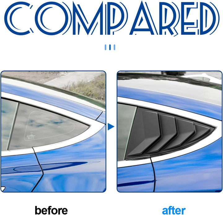 KUNGKIC Rear Side Window Louvers,Air Vent Scoop Louvers for Tesla Model 3 2017-2024,Window Scoop Lou